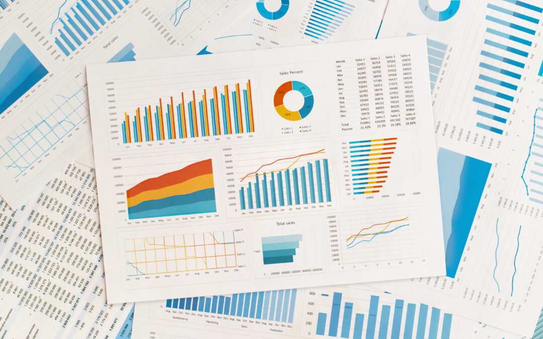 Exhibit Experience - a pile of papers showing graphs