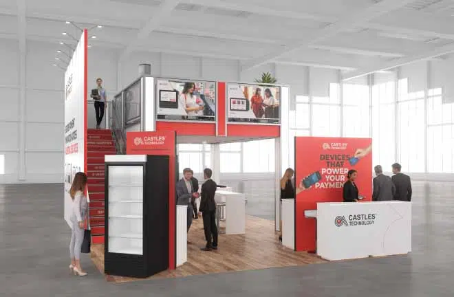 Double-deck trade show exhibit