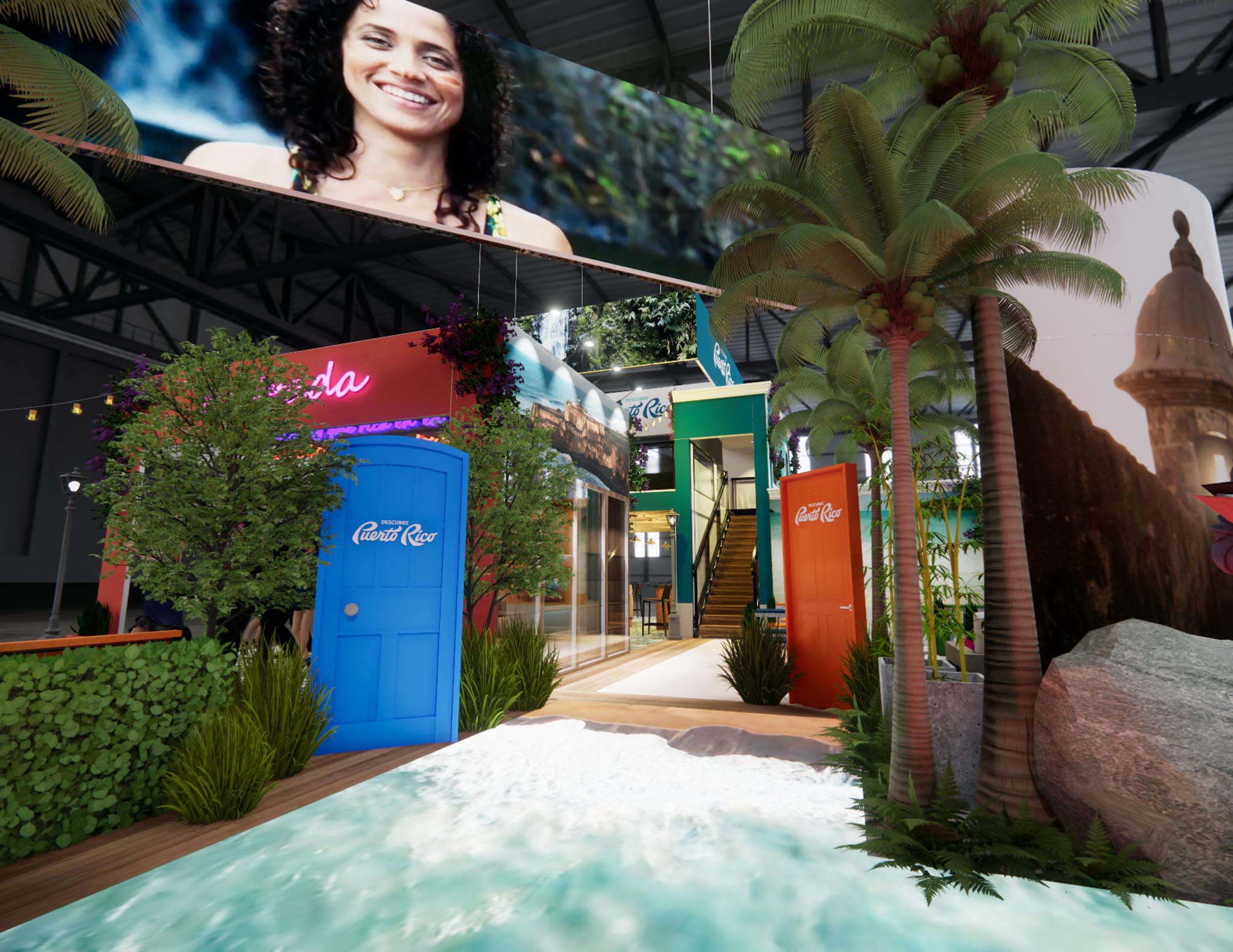 Las Vegas custom trade show display rental with demo zone and engagement counter