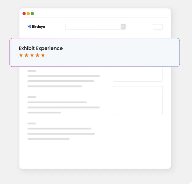 Exhibit Experience reviews displayed through Birdeye