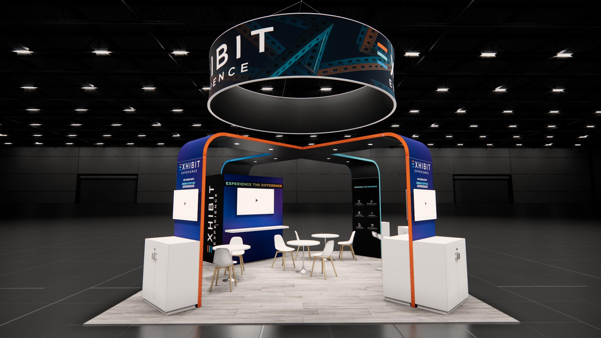 Exhibit Experience 20x20 island trade show stand at ExCeL London for U.S. technology client at Bett education technology exhibition