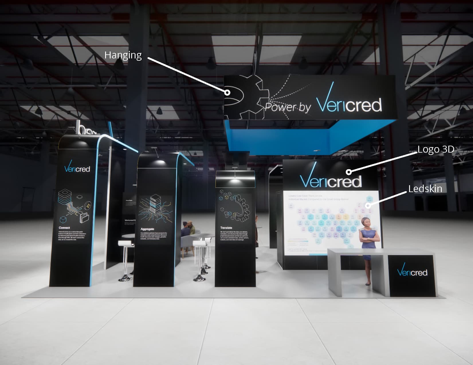 Exhibit Experience custom LED video wall integrated trade show stand at ExCeL London for defence exhibitor at DSEI London