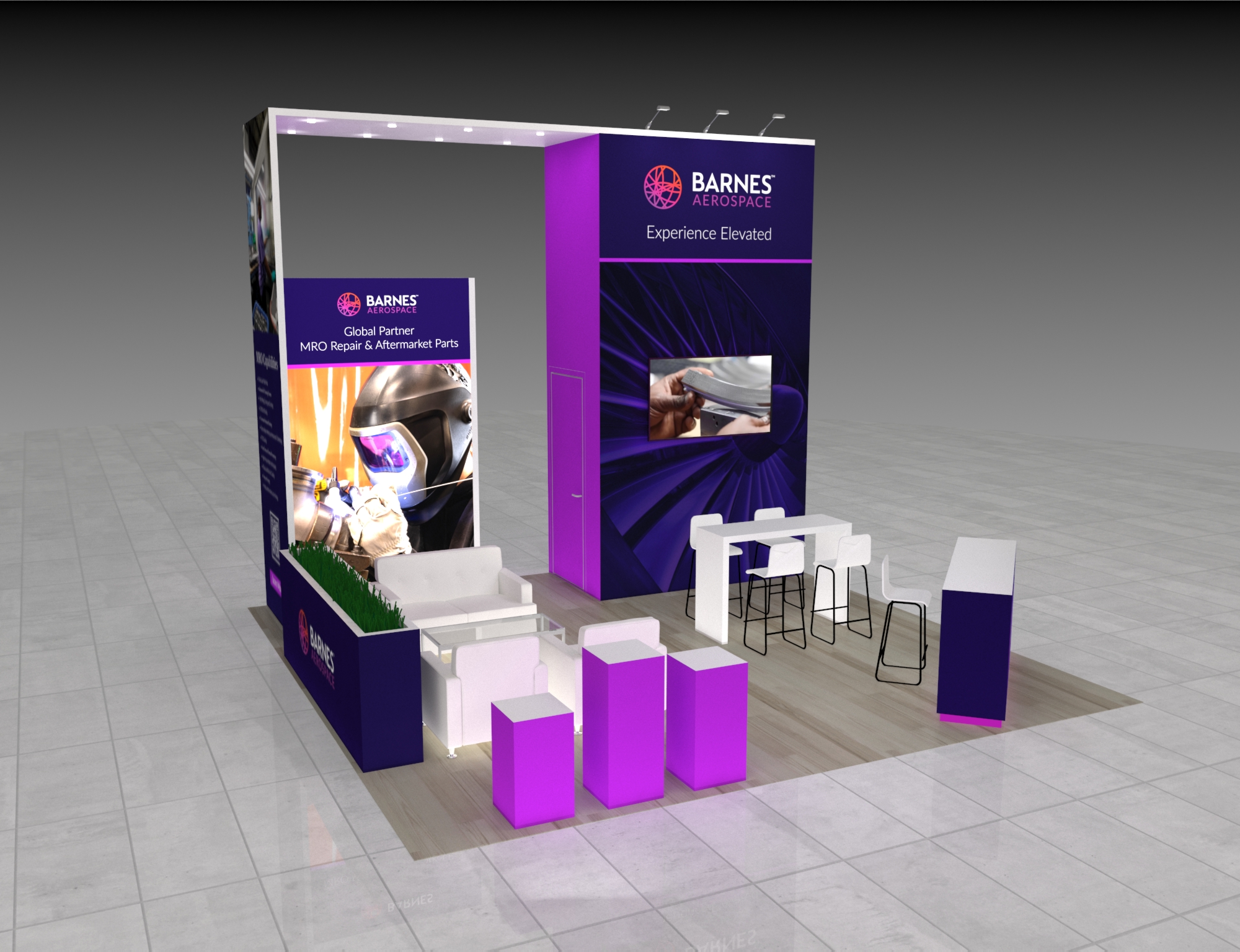 Exhibit Experience hospitality bar trade show stand at ExCeL London for U.S. travel brand at World Travel Market London